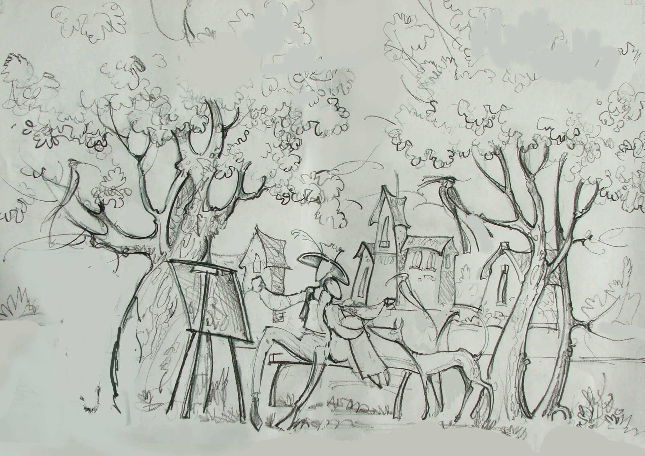 Зарисовки деревьев карандашом пленэр